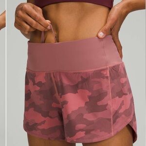 Lululemon pink camo speed up shorts 10